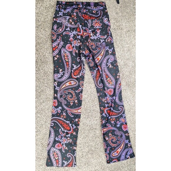 WeWoreWhat Danielle Bernstein Womens Pants Black Paisley Ankle Flare Size 26 - Picture 3 of 10